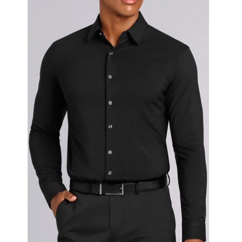 Buttercloth Tenacity Classic Icy Cotton Black Regular Fit Stretch Cotton Shirt L